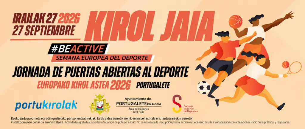Cartel Jornada de puertas abiertas al deporte, Kirol Jaia 2026, Portugalete